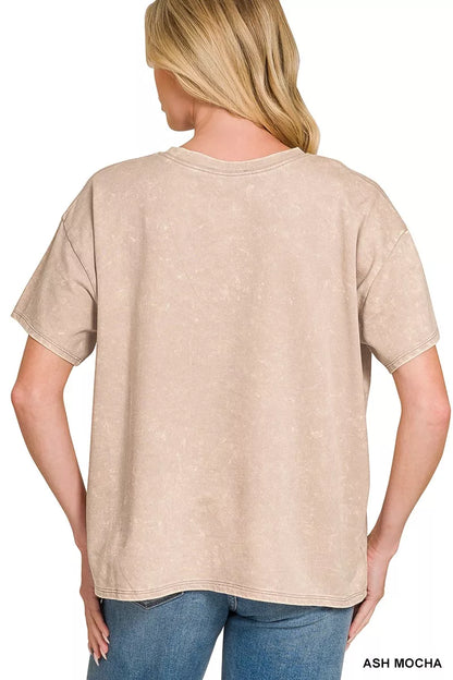 Zenana French Terry Acid Washed Relaxed Top & Short Set New Era Fashion LLc