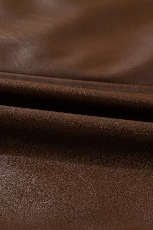 Leather Drawstring Hem Pocketed Jacket See size chart under “more details” The Fashion Celestial