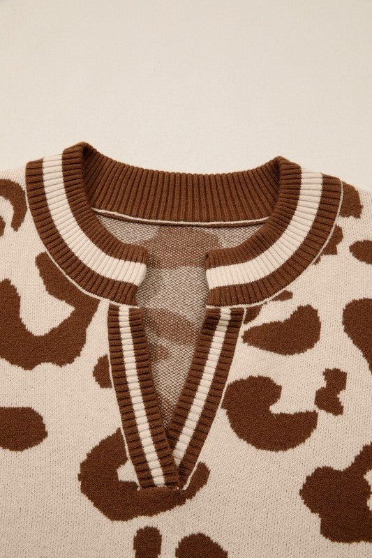 Leopard Knit V-Neck Sweater Shop Style & More | Fresh Looks, Everyday Deals & Free Shipping