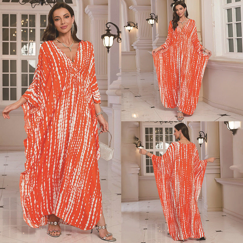 Fashion Personalized Cotton Printed Beach Dress Women Grayceful LLC
