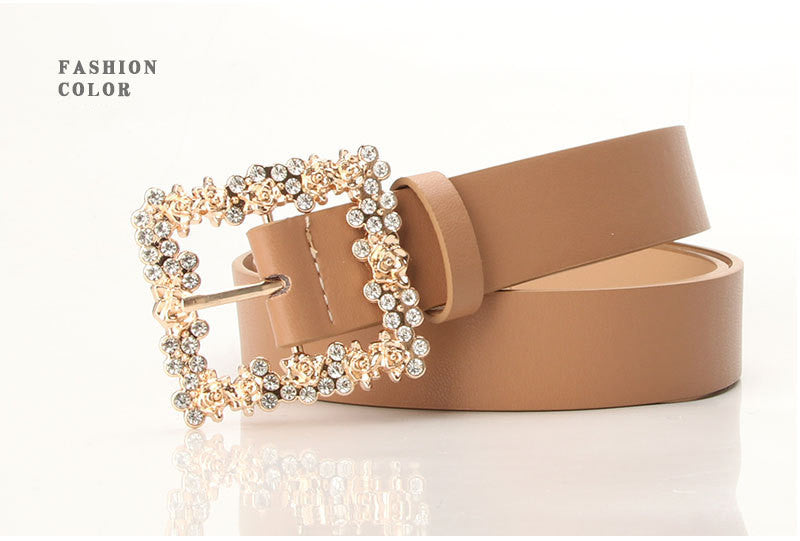 2023 Women'S Fashion Accessory, Elegant Alloy Rhinestone Pin Buckle Belt, Versatile Dress Decorative Accessory, Casual & Sporty Style, Hand Washable - Ideal for Weekend and Festive Occasions, Weekend Casual Wear|Elegant Acces NovaCart