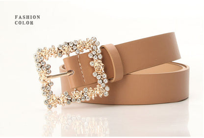 2023 Women'S Fashion Accessory, Elegant Alloy Rhinestone Pin Buckle Belt, Versatile Dress Decorative Accessory, Casual & Sporty Style, Hand Washable - Ideal for Weekend and Festive Occasions, Weekend Casual Wear|Elegant Acces NovaCart