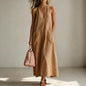 Cotton Halterneck Sleeveless Deep V-Neck Loose Straight-Line Dress FitiqueFit