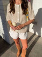 Women's Hollow-Out Knit Cardigan – Open Front, Short Sleeve, Solid Color FitiqueFit