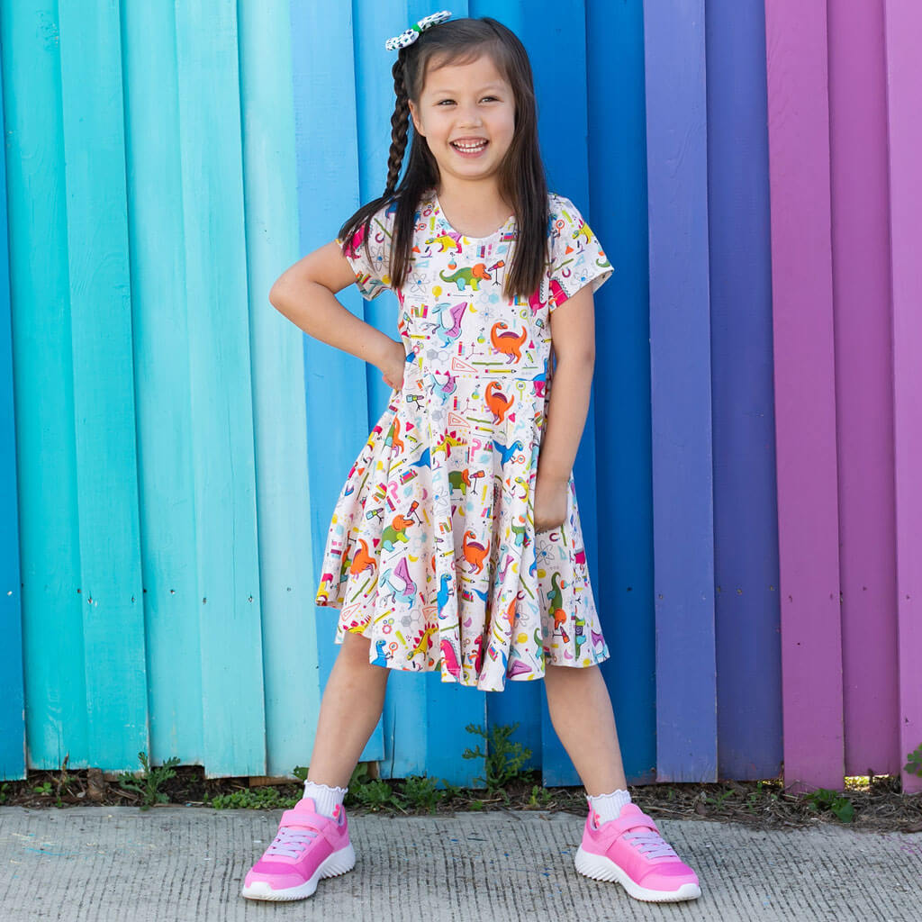 "Hypothesaurus Rex" Dinosaur Scientists Super Twirler Dress with Pockets Princess Awesome & Boy Wonder