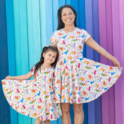 Adult "Hypothesaurus Rex" Dinosaur Scientists Super Twirler Dress with Pockets Princess Awesome & Boy Wonder