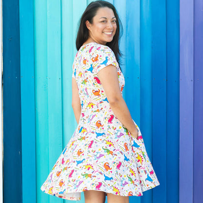 Adult "Hypothesaurus Rex" Dinosaur Scientists Super Twirler Dress with Pockets Princess Awesome & Boy Wonder