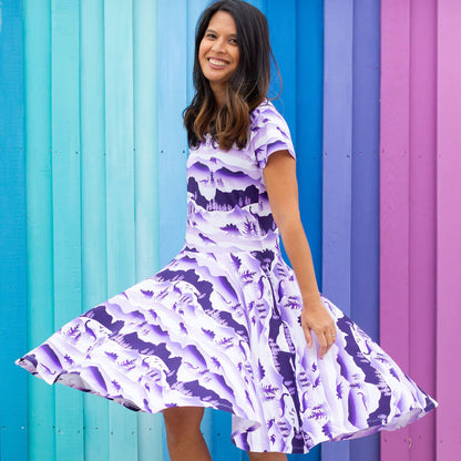 Adult "Dinoscape" Dinosaur Wilderness Super Twirler Dress with Pockets Princess Awesome & Boy Wonder