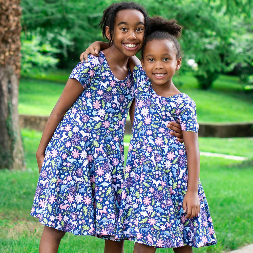 "Only In My Dreams" Dinosaurs & Unicorns Super Twirler Dress with Pockets Princess Awesome & Boy Wonder