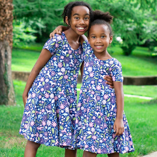 "Only In My Dreams" Dinosaurs & Unicorns Super Twirler Dress with Pockets Princess Awesome & Boy Wonder