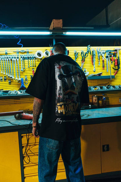 Men's Oversize 'DONALD' Graphic T-Shirt - Streetwear Comic Money Tee Withinblack
