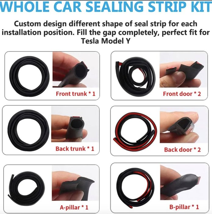 EPDM Door Seal Kit for Model Y | 8-Piece Full-Body | Noise Reduction | Weatherproof Tesery Official Store