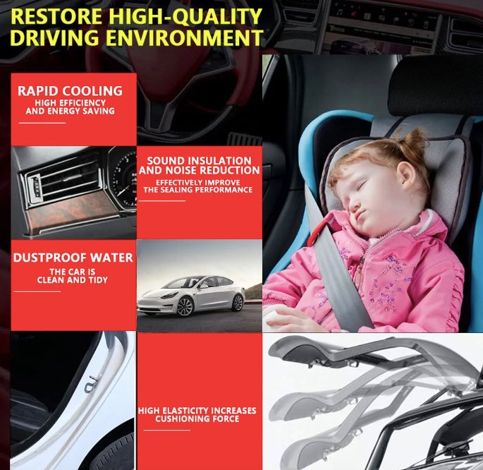 EPDM Door Seal Kit for Model Y | 8-Piece Full-Body | Noise Reduction | Weatherproof Tesery Official Store