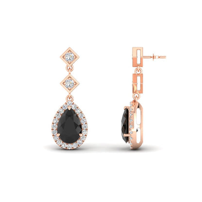 Double Drop Pear Halo Earring Fascinating Diamonds