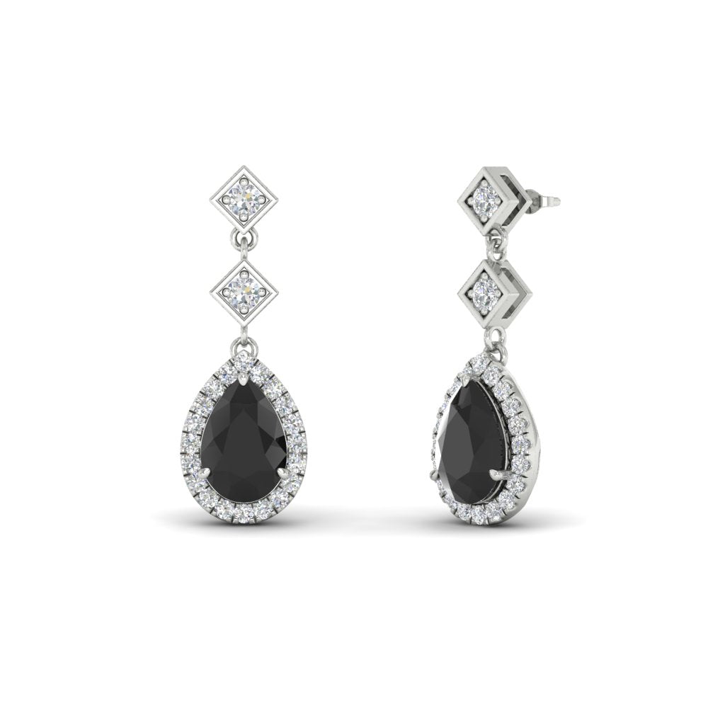 Double Drop Pear Halo Earring Fascinating Diamonds