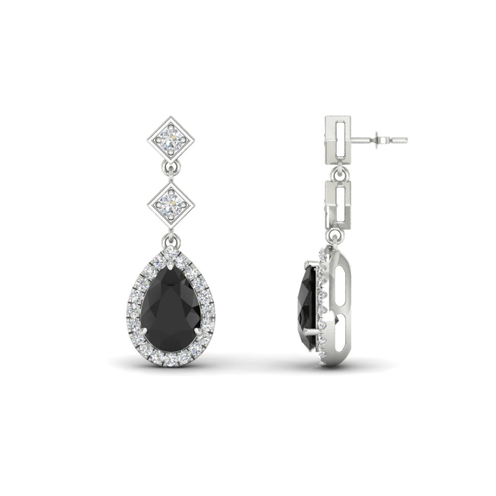 Double Drop Pear Halo Earring Fascinating Diamonds