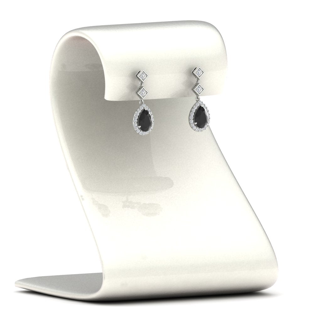 Double Drop Pear Halo Earring Fascinating Diamonds