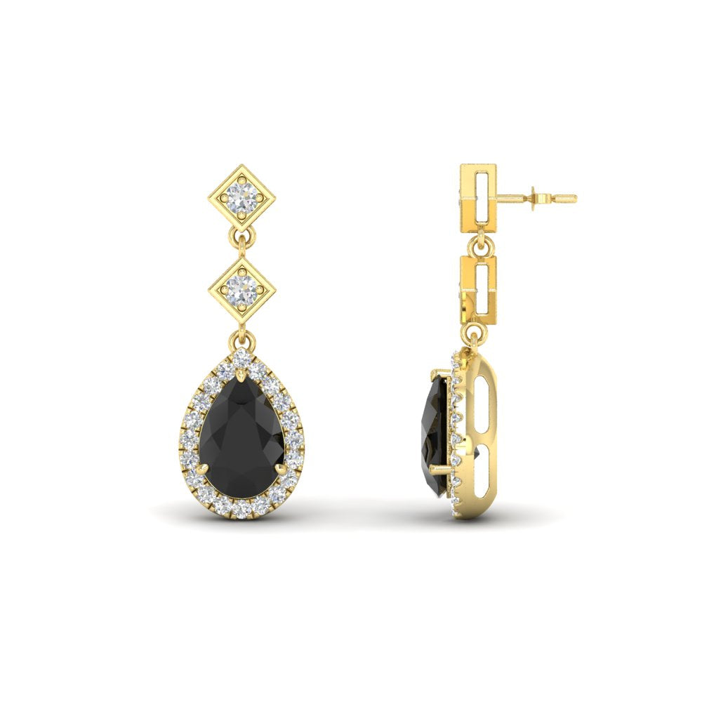 Double Drop Pear Halo Earring Fascinating Diamonds