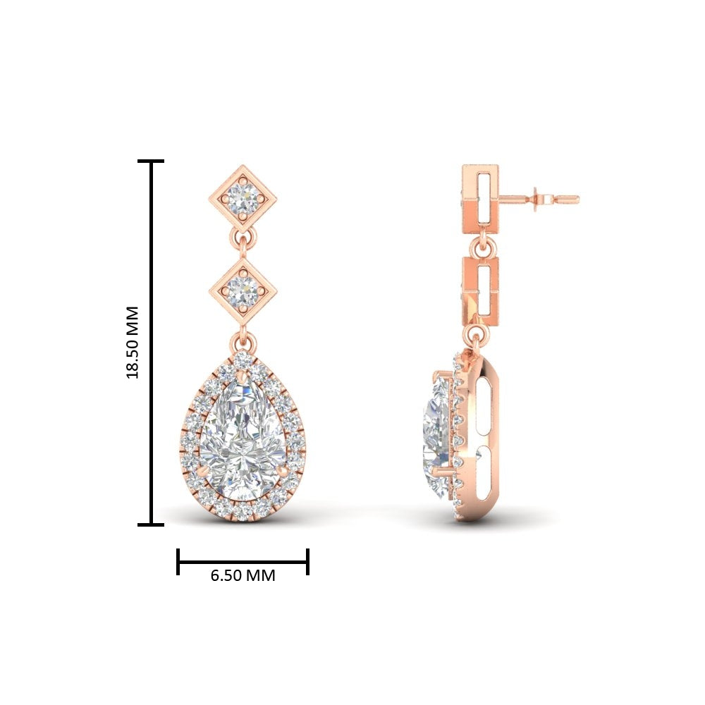Double Drop Pear Halo Earring Fascinating Diamonds