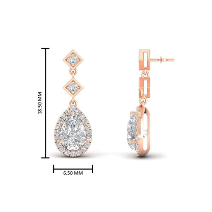 Double Drop Pear Halo Earring Fascinating Diamonds