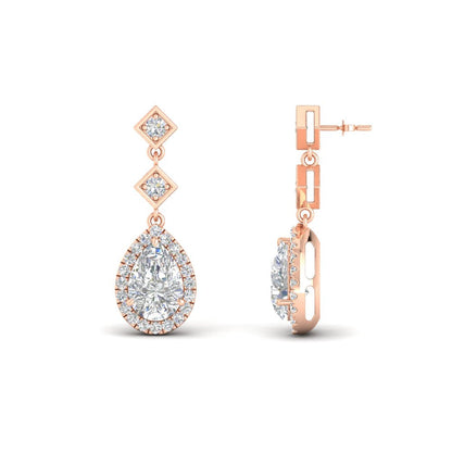 Double Drop Pear Halo Earring Fascinating Diamonds