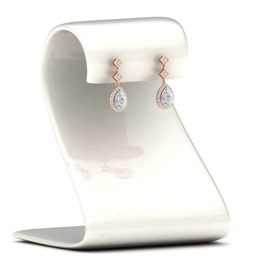 Double Drop Pear Halo Earring Fascinating Diamonds