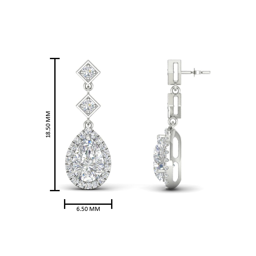 Double Drop Pear Halo Earring Fascinating Diamonds