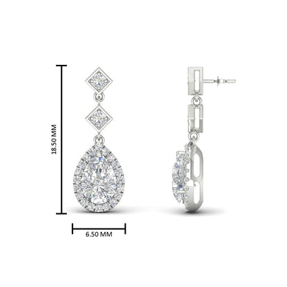 Double Drop Pear Halo Earring Fascinating Diamonds