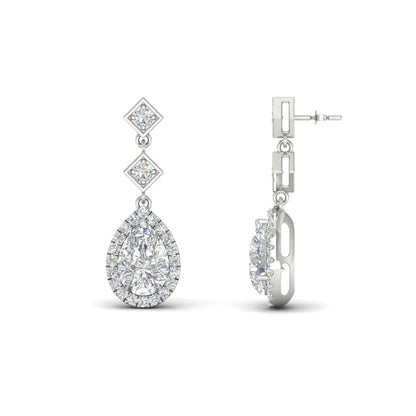 Double Drop Pear Halo Earring Fascinating Diamonds