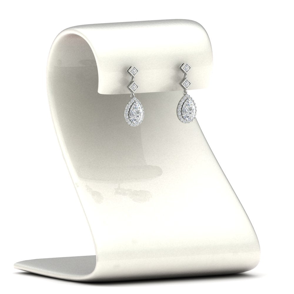 Double Drop Pear Halo Earring Fascinating Diamonds