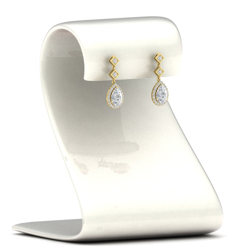 Double Drop Pear Halo Earring Fascinating Diamonds