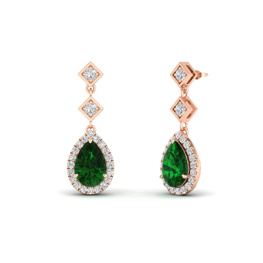 Double Drop Pear Halo Earring Fascinating Diamonds
