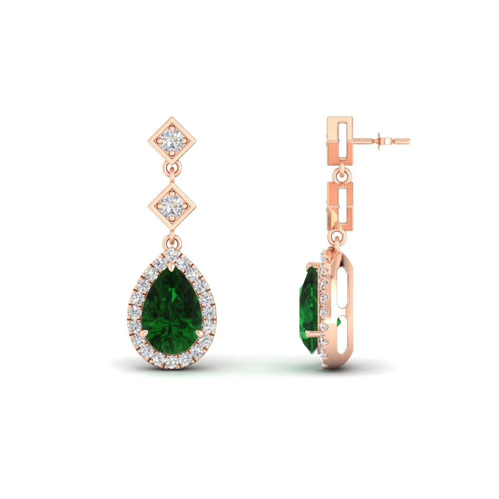 Double Drop Pear Halo Earring Fascinating Diamonds