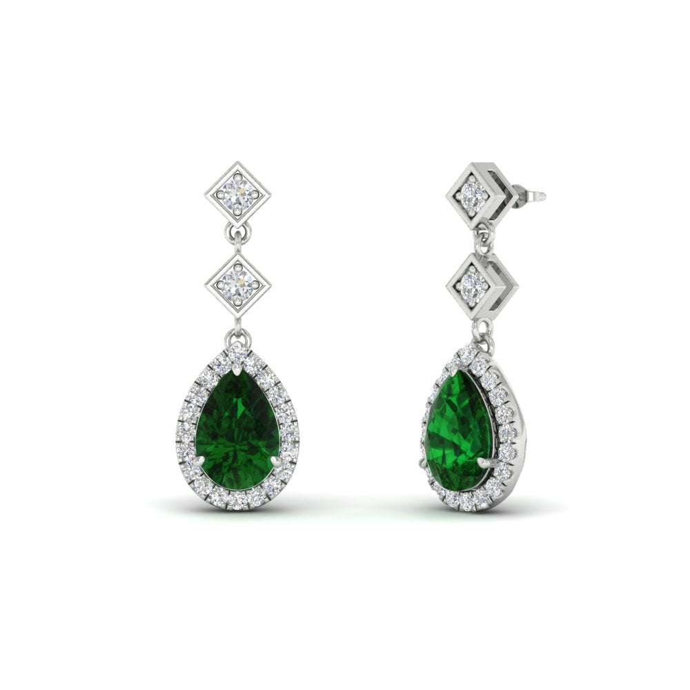 Double Drop Pear Halo Earring Fascinating Diamonds