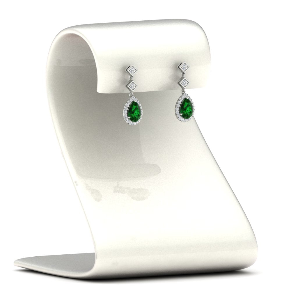 Double Drop Pear Halo Earring Fascinating Diamonds