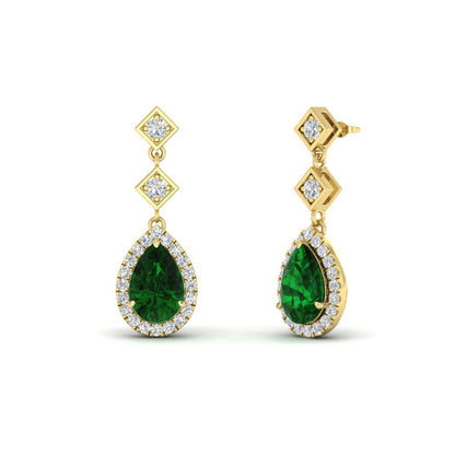 Double Drop Pear Halo Earring Fascinating Diamonds