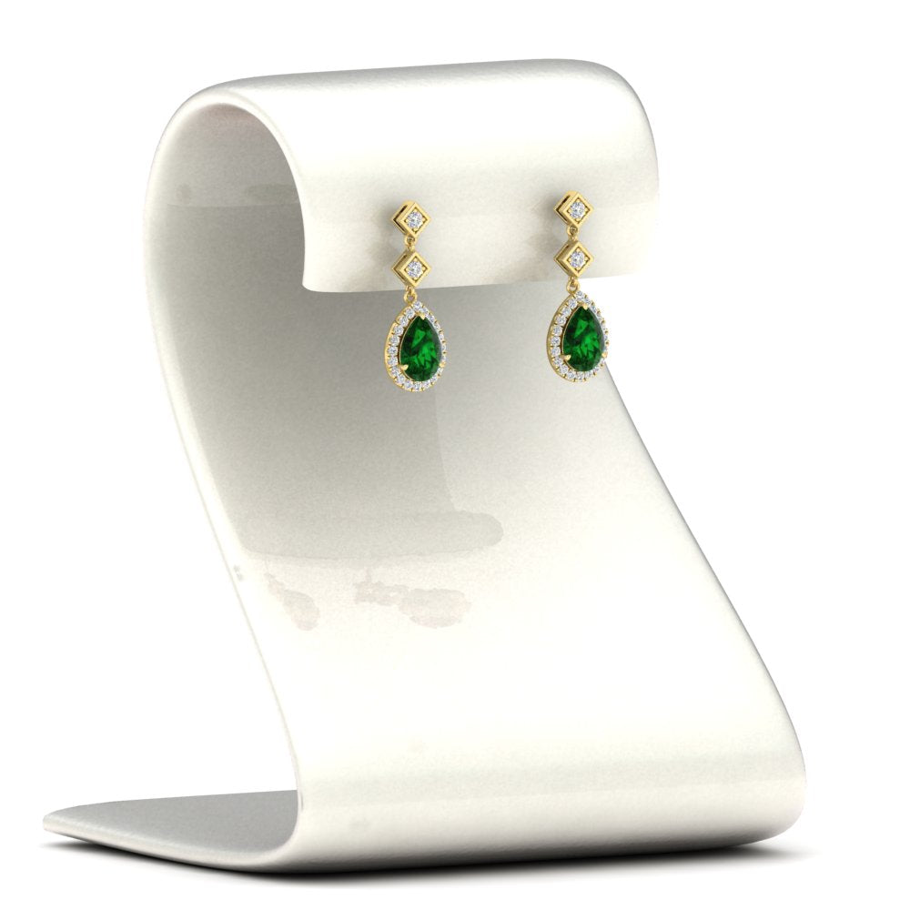 Double Drop Pear Halo Earring Fascinating Diamonds