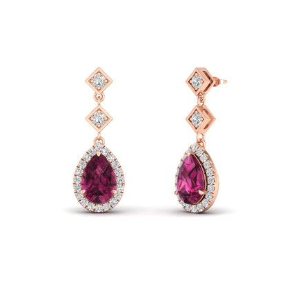 Double Drop Pear Halo Earring Fascinating Diamonds