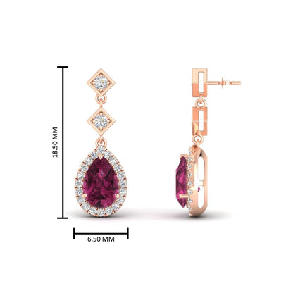 Double Drop Pear Halo Earring Fascinating Diamonds