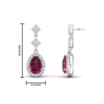 Double Drop Pear Halo Earring Fascinating Diamonds