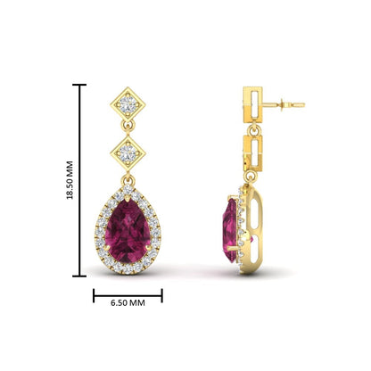 Double Drop Pear Halo Earring Fascinating Diamonds