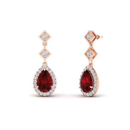 Double Drop Pear Halo Earring Fascinating Diamonds