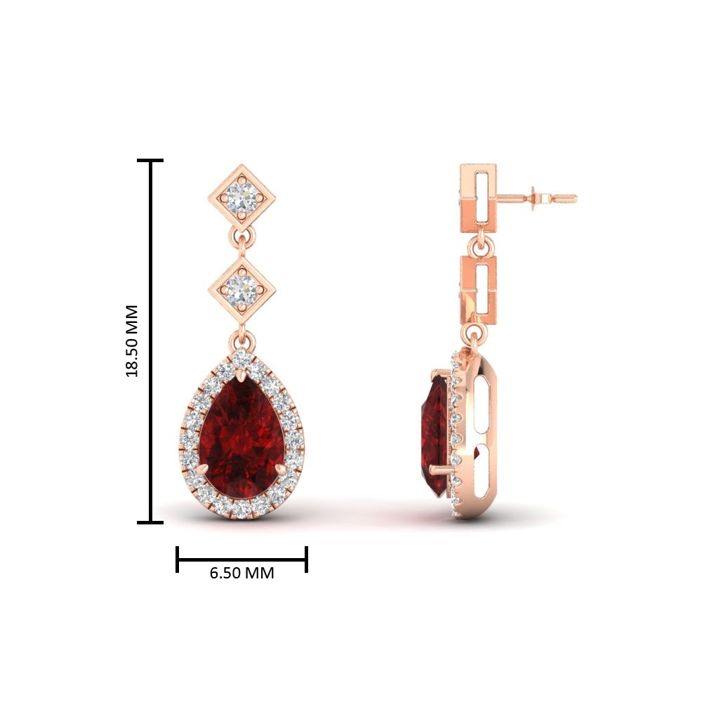 Double Drop Pear Halo Earring Fascinating Diamonds