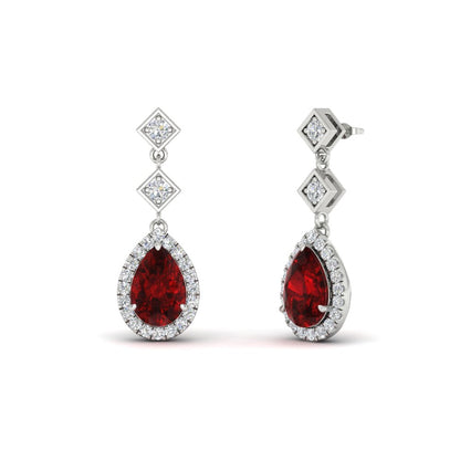 Double Drop Pear Halo Earring Fascinating Diamonds