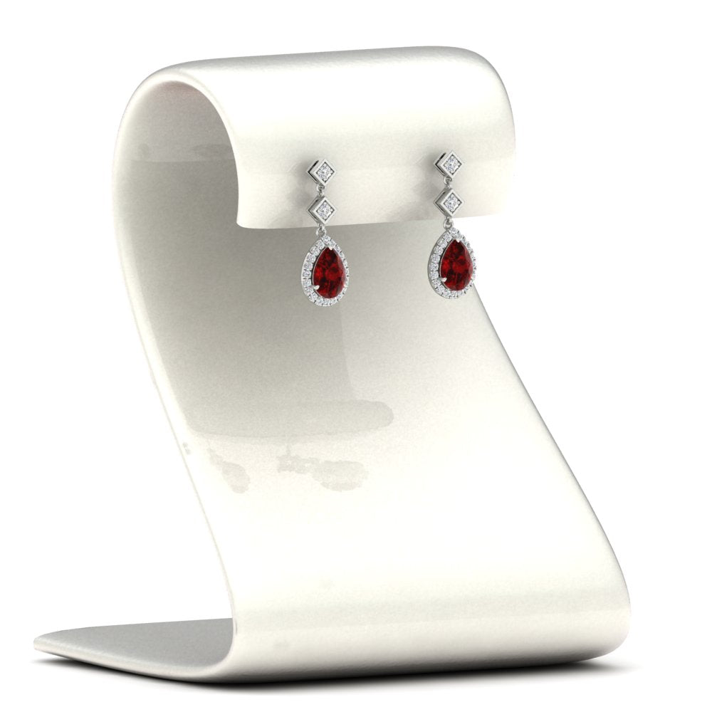 Double Drop Pear Halo Earring Fascinating Diamonds