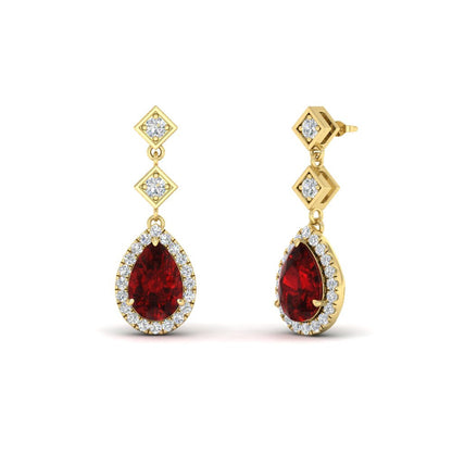 Double Drop Pear Halo Earring Fascinating Diamonds