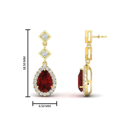 Double Drop Pear Halo Earring Fascinating Diamonds