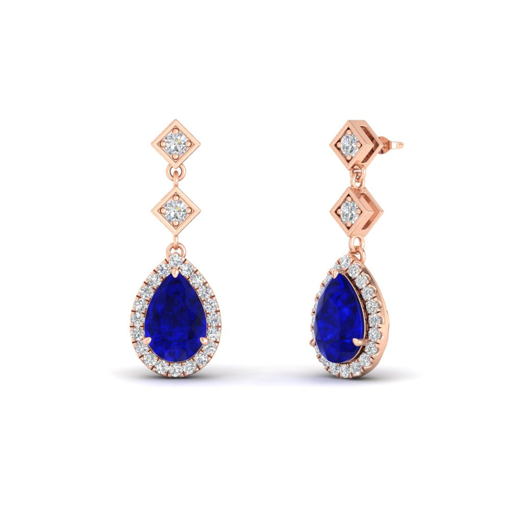 Double Drop Pear Halo Earring Fascinating Diamonds