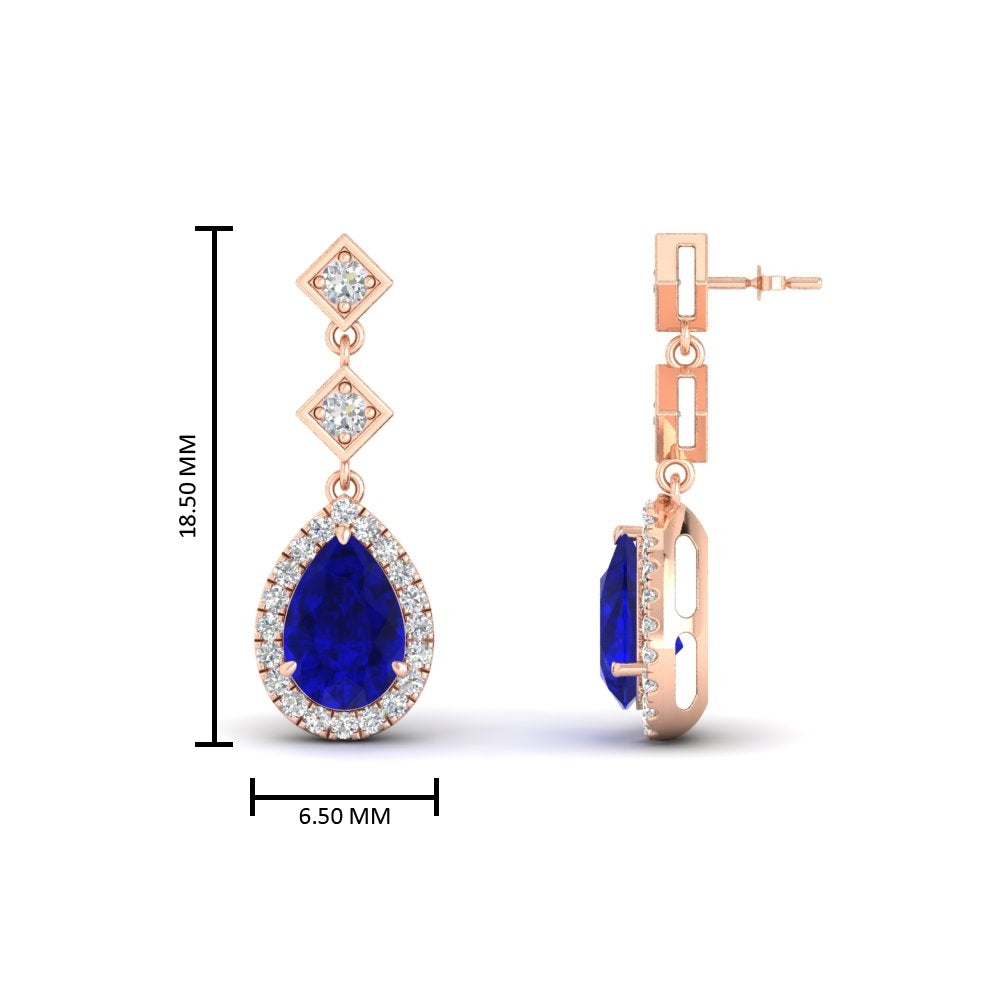 Double Drop Pear Halo Earring Fascinating Diamonds