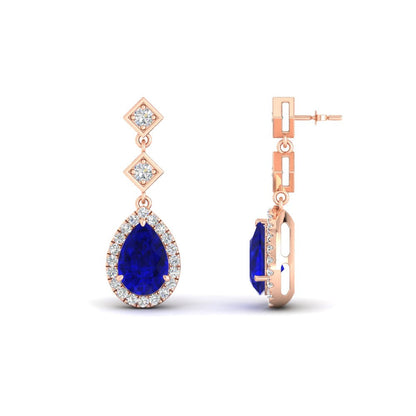 Double Drop Pear Halo Earring Fascinating Diamonds
